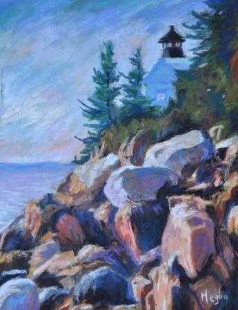 painting of Bass Harbor Head Light Station in Maine