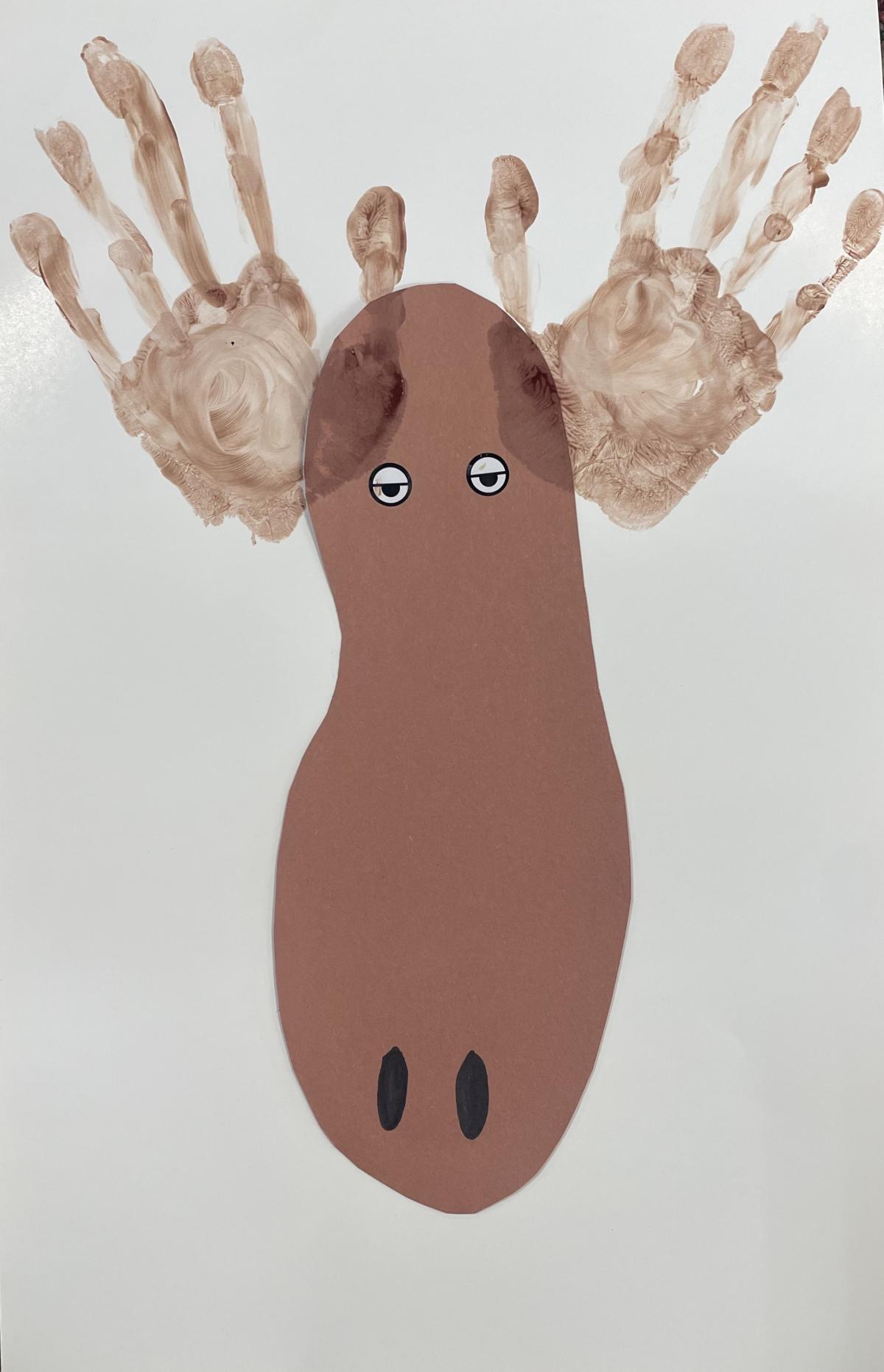 Moose Craft with handprint antlers